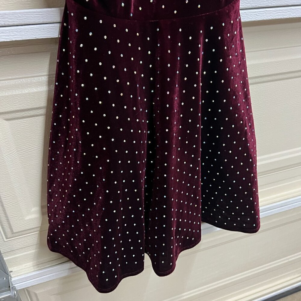 City Studios Junior Sz 5/6 Embellished Velvet Skater Dress Purple - Picture 4 of 12